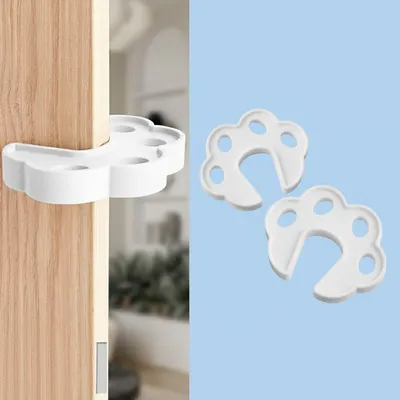 Safe-O-Kid 2 Pcs Silicone Door Stopper for Baby Safety, Door Slam Stopper Made with 100% Pure Silicone, BPA Free, Finger Pinch Door Guard for Kids & Pet or Child from Getting Locked in Room - White
