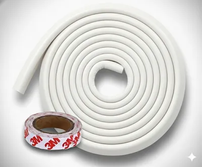 Safe-O-Kid U - Shaped 2 MTR Baby Safety Edge Protector, Kids Proofing Foam Bumper Strip for Sharp Edges, Cushion Guard for Furniture & Tables, Pack of 2 (White)