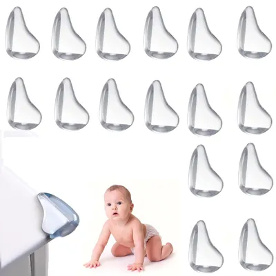 Safe-O-Kid  16-Pack Transparent Corner Protectors for Furniture - Soft Gel & Silicon Table Edge Guards, Sharp Corner Protection, Child Safety for Sharp Edges