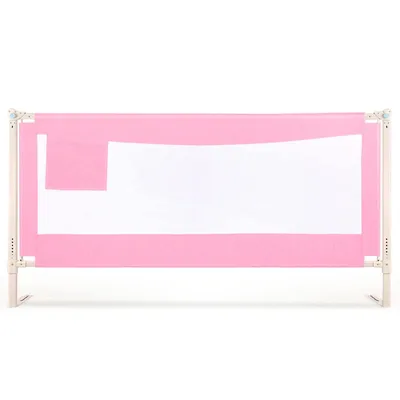SAFE-O-KID Bed Rail Guard for Kids | 6ft Bed Railing for Baby Safety | Portable, Up-Down Design, Height Adjustable, Fits All Bed Types | Single Side Bed Rail Plain Pink (Pack of 1)