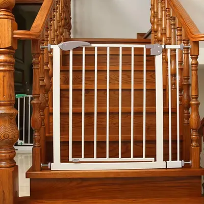 Safe-O-Kid Adjustable 1-Year Warranty Baby Safety Gate (75-95 cm) Durable Metal Child Gate for Kids, Dog Gate, Baby Gate with 2-Way Auto-Close, Secret Lock, No Drill Required (Grey)