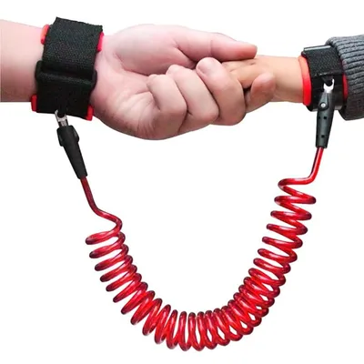 Safe-O-Kid Baby Wrist Link with Key - Adjustable Strap Safety Link for Toddler, Anti-Lost Child Wrist Strap for Outdoor & Travel - Red