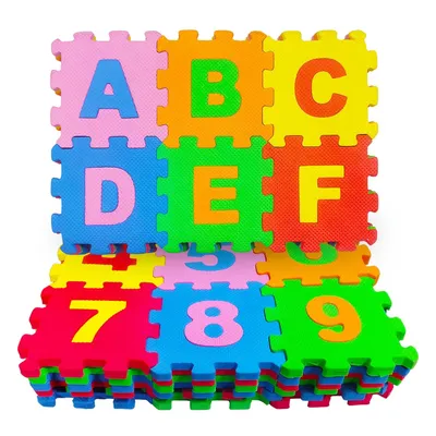 Safe-O-Kid Alphabet & Number Mini Puzzle Mat for Kids 36 Soft EVA Foam Tiles for Early Learning & Fun Playtime