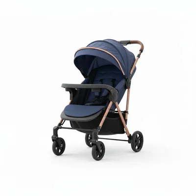 Safe-O-Kid Breez Baby Rubber Wheel Stroller/Pram with 1 Year Warranty (Latest Model - 2024) for New Born/Toddler/Kid for 0 to 3 Years Travel Friendly, 5 Point Safety Harness - Blue