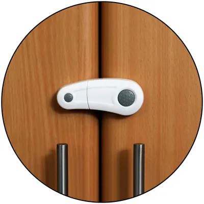 Safe-O-Kid BPA-Free Premium Pre-Taped Cupboard/Wardrobe/Drawer Lock - Child Safety, Easy Installation, Blends with Home Decor, Heavy-Duty Protection for Kitchens, Bathrooms, Bedrooms, G (SOK9LOC6P041)