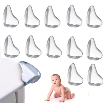 Safe-O-Kid (Pack of 12) Transparent Corner Protectors for Furniture - Soft Gel & Silicon Table Edge Guards, Sharp Corner Protection, Child Safety for Sharp Edges