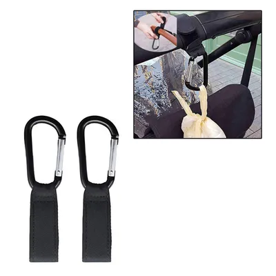 Safe-O-Kid Strong Metal Non-Slip Buggy/Pram Clips (Pack of 1) Universal Stroller Hooks for Bag Holder, Durable & Secure- Black