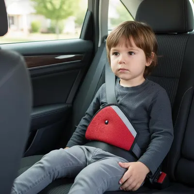 Safe-O-Kid (Pack of 2) Car Safety Seat Belt Holder - Secure Seat Belt Keeper for Car Seat, Prevents Strap Twisting, Protects Neck, and Safeguards Kids from Car Belt Discomfort, Red