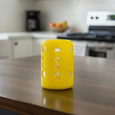 Safe-O-Kid BPA-Free Pure Silicone Bottle Cover   Soft, Non-Toxic, Protective Cover for Baby Bottles, Safe for Little Ones, Durable, Easy to Clean 120 ml, Yellow - Pack of 4