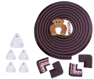Safe-O-Kid Ultimate Baby Proofing Combo 2 Meter Edge Guards, 4 Corner Guards, 4 Socket Covers, 1 Door Stopper Complete Safety