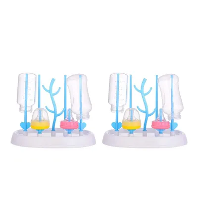 SAFE-O-KID BPA-Free Bottle Drying Rack   Safe, Non-Toxic & Durable for Baby Bottles, Nipples, and Accessories, Easy to Clean, Space-Saving Design, White Pack of 2