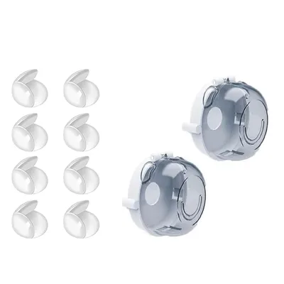 Safe-O-Kid 2 Gas Knob Covers + 8 Ball Shaped Corner Guards Child Safety Protectors for Stoves & Furniture Edges (Transparent)