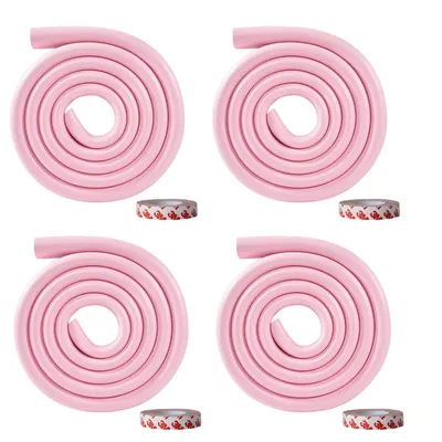 Safe-O-Kid 2 Meters Baby Safety Edge Protector, Kids Proofing Bumper Strip for Sharp Edges, Child Safety Cushion Guard, Foam Guard for Child Proofing Furniture & Tables, Pack of 4, Pink