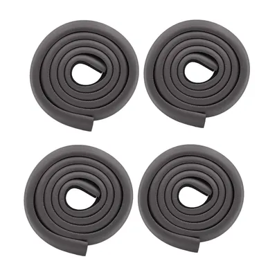 Safe-O-Kid Baby Safety 2 Meter (6.5 feet) Edge Guard with 3 M Tape, Edge and Corner Protectors, BPA Free, Non-Toxic, Impact Cushion for Tables, Desks, and Furniture (Black) - Pack of 4