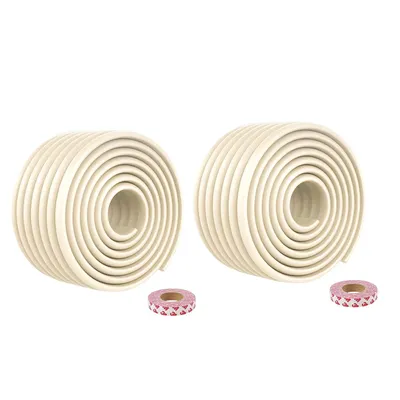 Safe-O-Kid 2 Pcs Baby Corner Protector for Baby | Extra Thick High-Density Cushion Edge Guard for Tables, Desks & Furniture | Soft Corner Safety Strip Prevents Head Injury | 2 Meter Long - Cream