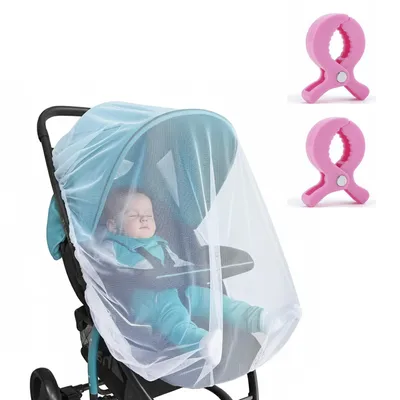 Safe-O-Kid Baby Mosquito Net with 2 Stroller Blanket Clips | Fits for Baby Carrier, Pram, Stroller, Car Seat, Cradle, Rocker & Bouncer | Fabric, Breathable Outdoor Baby Protection