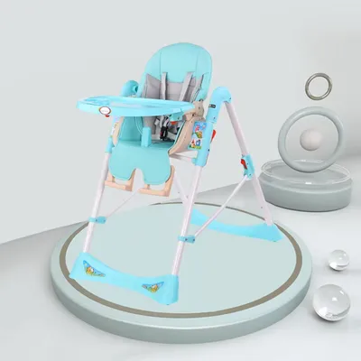 Safe-O-Kid Panache Feeding High Chair with 1 Year Warranty, for Babies with 7 Height Adjustable, Recline & Footrest, Booster Seat with Tray & Safety Belt- Blue