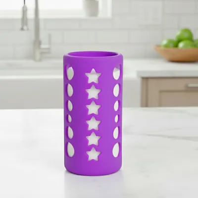 Safe-O-Kid BPA-Free Pure Silicone Bottle Cover   Soft, Non-Toxic, Protective Cover for Baby Bottles, Safe for Little Ones, Durable, Easy to Clean 250 ml, Purple - Pack of 4