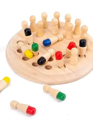 Wooden Memory Match Stick Chess Game for Kids | Color Matching Board Game | Montessori Educational Toy | Fun Brain Training for Boys & Girls Ages 3+