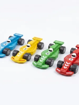 tot2hom Wooden Race Car Toys Set of 4 — Multi Colour Formula Racing Cars | Non-Toxic Paint | Smooth Rolling Wheels for Boys & Girls Ages 2 & Up. Show Case Elegant for Car Lovers.