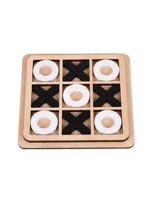 Wooden Tic Tac Toe Game Set – Classic XO Board Game for Kids & Adults | 14cm Tabletop Travel Game with 5 X & 4 O Pieces | Family Fun, Gift & Desk Decor