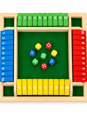 Tot2hom Wooden Shut The Box Game | 4 Player Family Board Game | Math & Strategy Learning Toy for Kids & Adults | Screen-Free Family Fun