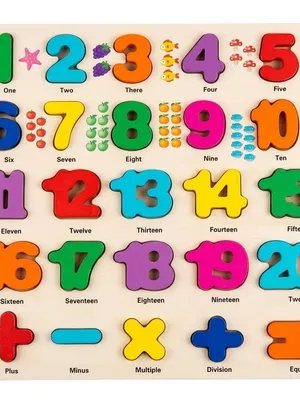 Wooden Number Puzzle Board for Toddlers, Numbers 1-20 with Math Symbols, Colourful Chunky Pieces, Montessori Learning Toy for Ages 2-6