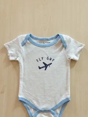 Lazy Turtel Fly Guy Airplane Graphic Short-Sleeve Cotton Romper
