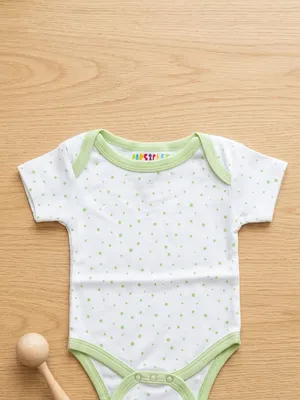 Lazy Turtel Green Polka Dot Short-Sleeve Cotton Romper