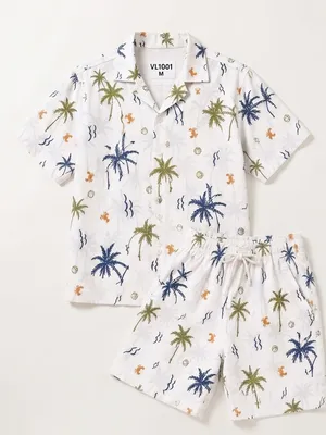 Lazy Turtel Tropical Palm Tree Cotton Co-ord Set