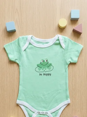 Lazy Turtel Be Hoppy Frog Graphic Short-Sleeve Cotton Romper