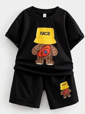 Lazy Turtel Black Character Graphic T-Shirt & Shorts Co-ord Set