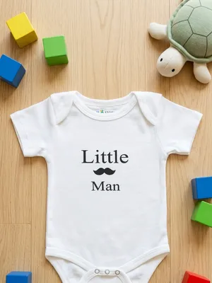Lazy Turtel Little Guy Moustache Short-Sleeve Cotton Romper