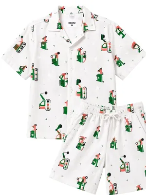 Lazy Turtel Fuel Station Vehicles Cotton Co-ord Set