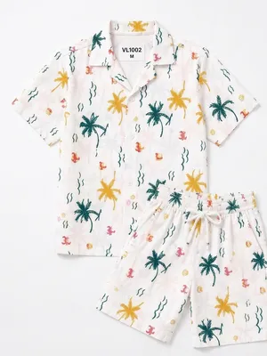 Lazy Turtel Colourful Palm Tree Cotton Co-ord Set
