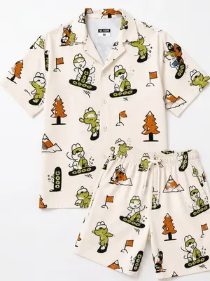 Lazy Turtel Camping Dinosaur Cotton Co-ord Set
