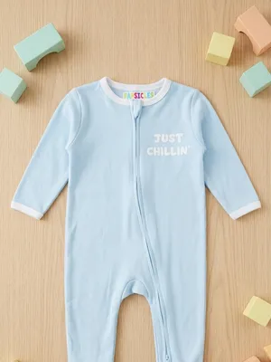 Lazy Turtel Just Chillin Long-Sleeve Footed Cotton Romper | 6–9 Months