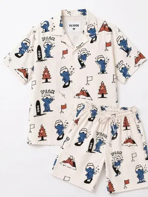 Lazy Turtel Blue Dinosaur Adventure Cotton Co-ord Set