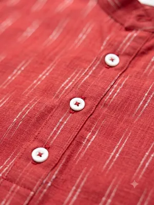Itsyboo Pink Cotton Kurta Pyjama Set for Men | Soft Breathable Summer Ethnic Wear | Full Sleeve Mandarin Collar Traditional Outfit