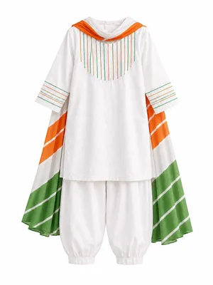 Itsyboo Girls Cotton Kurta Salwar Suit with Dupatta | Independence Day Dress for Kids | White Ethnic Wear | Republic Day Outfit | School Function Dress