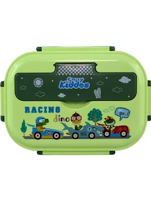 Stainless Steel Lunch Box - Racing Dino Theme - Green