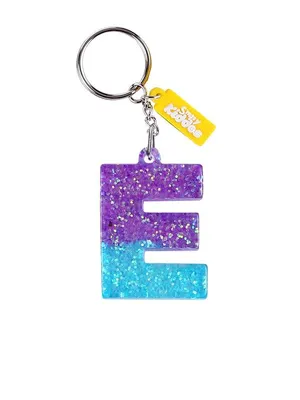 Alphabet Glitter Keychain - Purple & Blue — Design 5