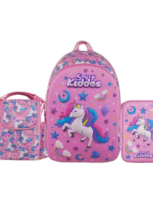 Sky Unicorn 3-in-1 School Combo – Backpack, Pencil Box & Lunch Bag (Pink)