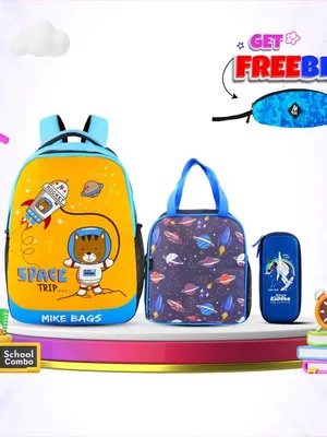 Smily Kiddos 3-in-1 School Combo Set – Backpack, Lunch Bag & Pencil Case | Box Packing (1 Set/Mix Color)
