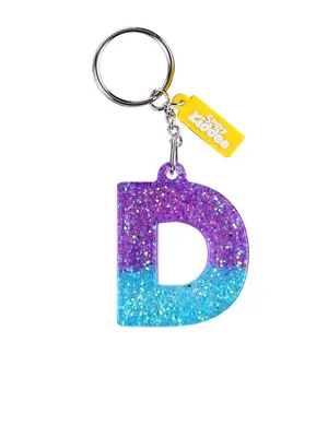 Alphabet Glitter Keychain - Purple & Blue — Design 4
