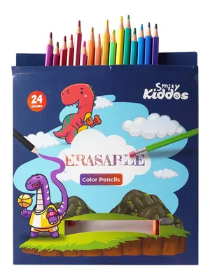 Smily Kiddos Erasable Plastic Color Pencils – Pack of 24