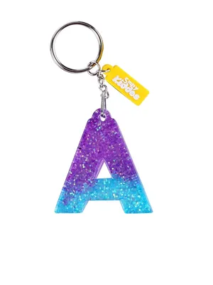Alphabet Glitter Keychain - Purple & Blue