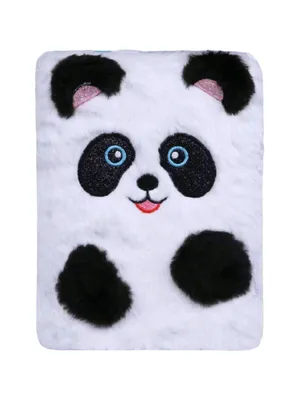 Fluffy Panda Notebook - Black and White