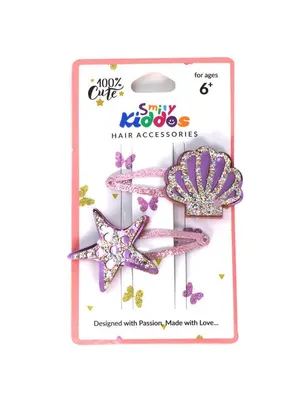Coral Hair Clip Set - Purple