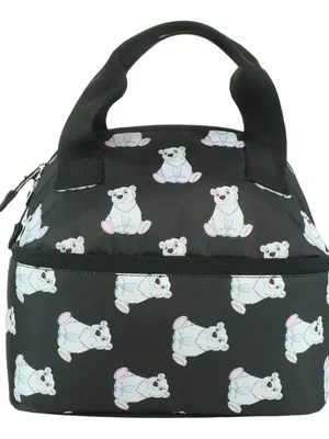 Double Decker Lunch Bag - Panda Theme - Black